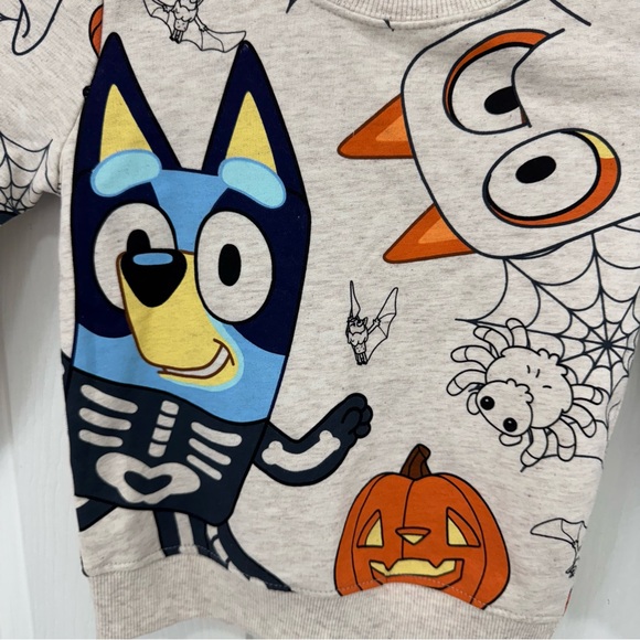 Bluey Cartoon 3T Halloween Pumpkin Skeleton Ghost Kids Crewneck - Picture 2 of 4